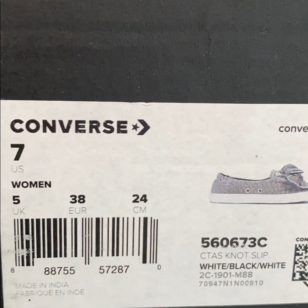 Converse Ctas Knot Slip White Black Canvas Women’s - Picture 8 of 8